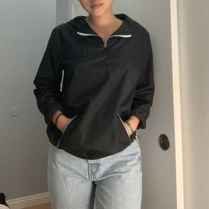 Black Quarter Zip Windbreaker